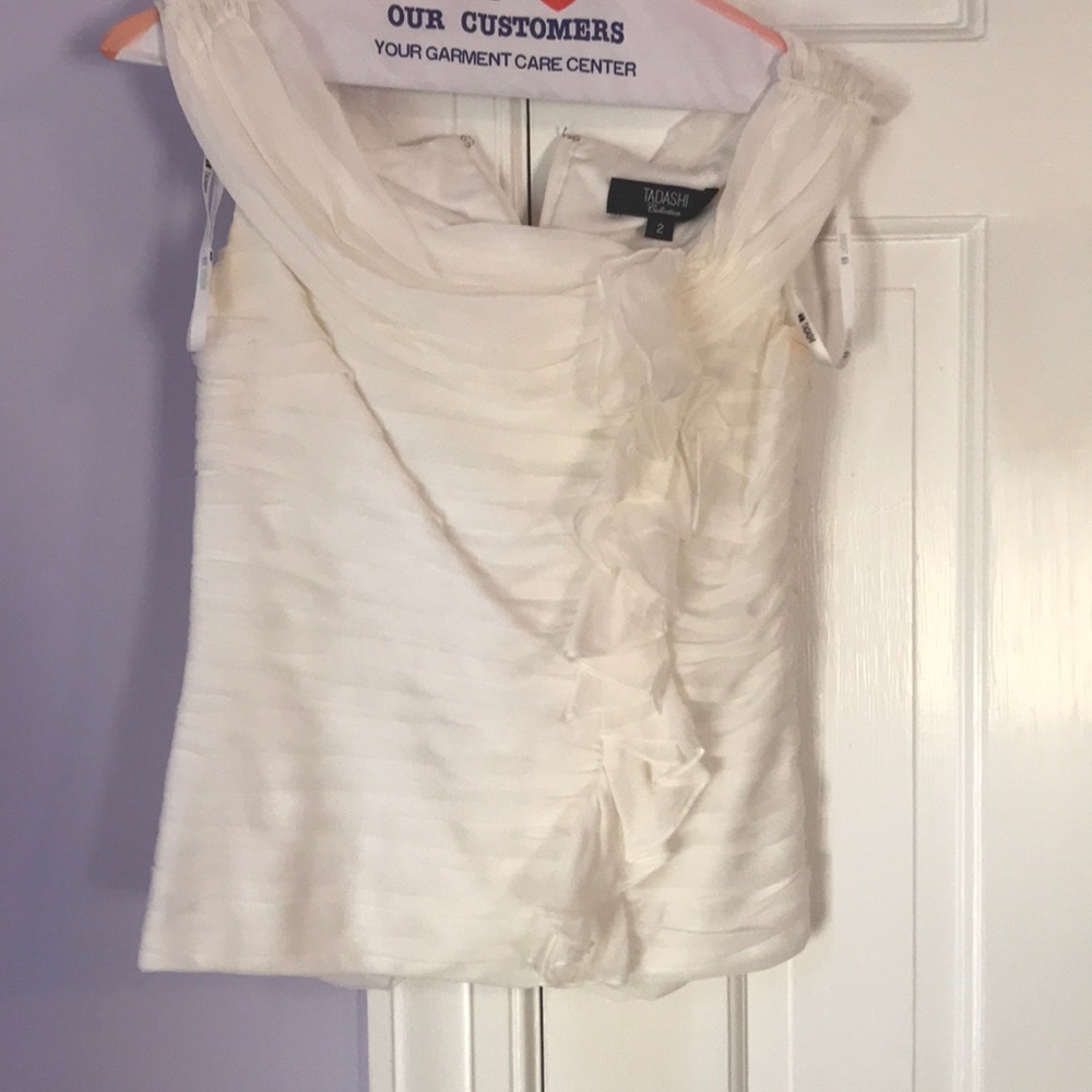 Ivory silk cocktail top by Tadashi Collection
